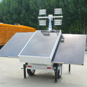 Solar Light Tower Portable Mobile Work Outdoor Lighting Telescopic Mast Light Tower