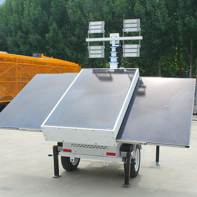 Solar Light Tower Portable Mobile Work Outdoor Lighting Telescopic Mast Light Tower