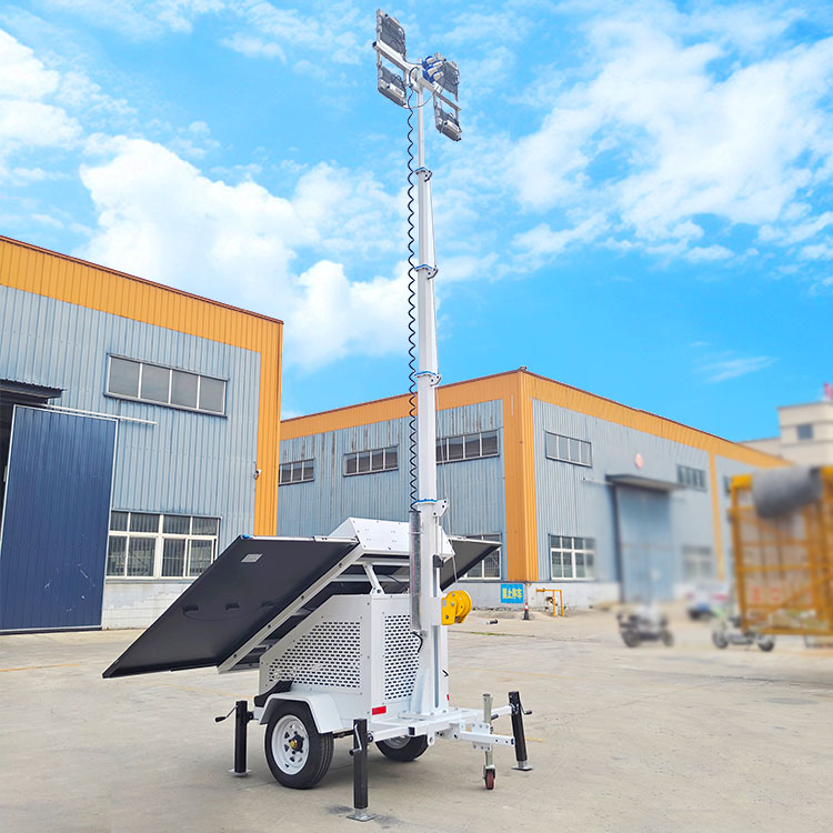 Solar Light Tower Portable Mobile Work Outdoor Lighting Telescopic Mast Light Tower