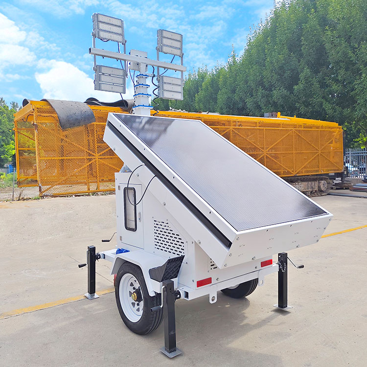 Solar Light Tower Portable Mobile Work Outdoor Lighting Telescopic Mast Light Tower