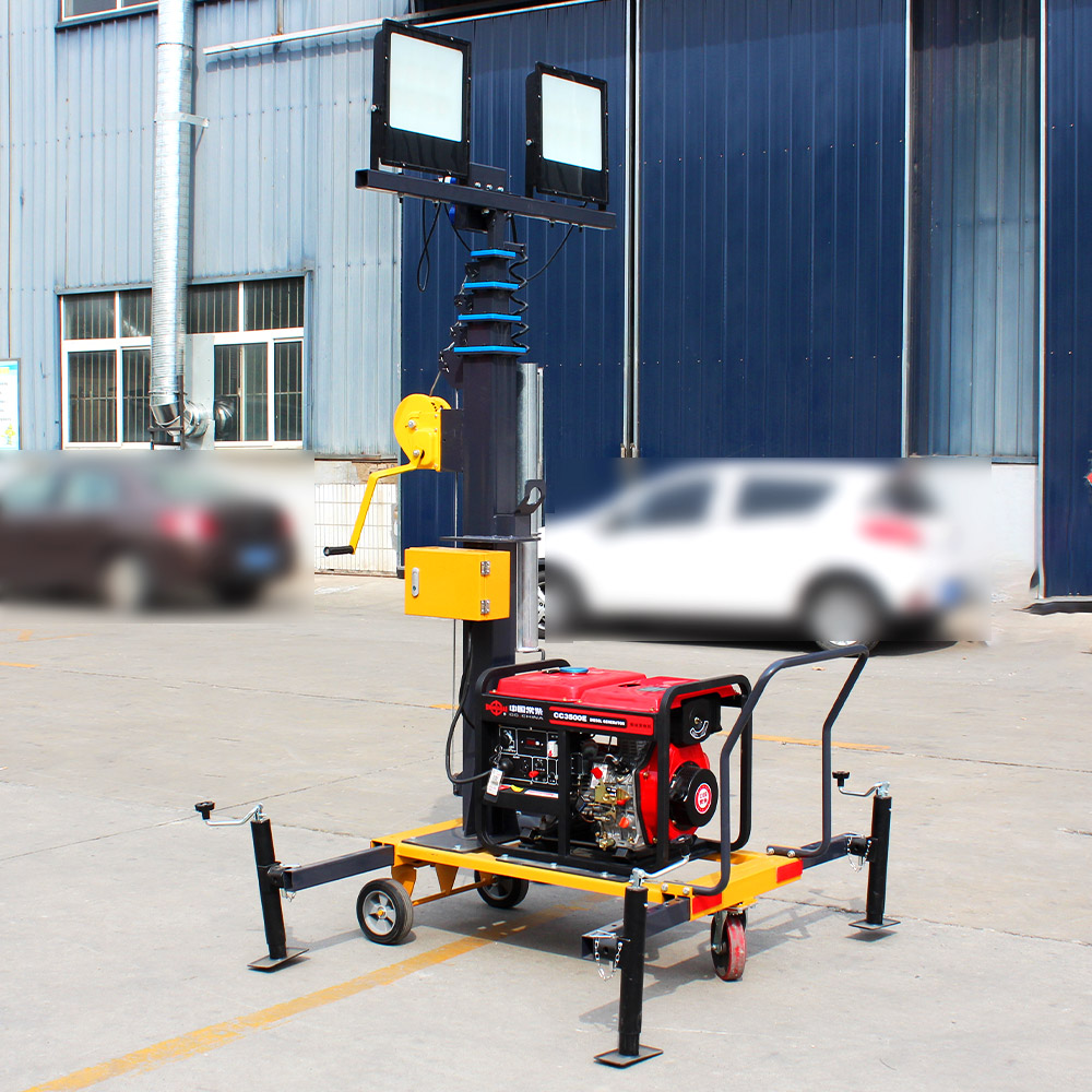 6m Portable Mobile LED Light Tower Diesel & Solar Fuel Options DC Power Supply