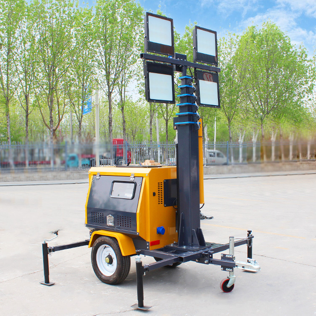 9M diesel Generator 4x400W Mobile Light Towers Telescopic Mast Portable Outdoor Lighting Tower