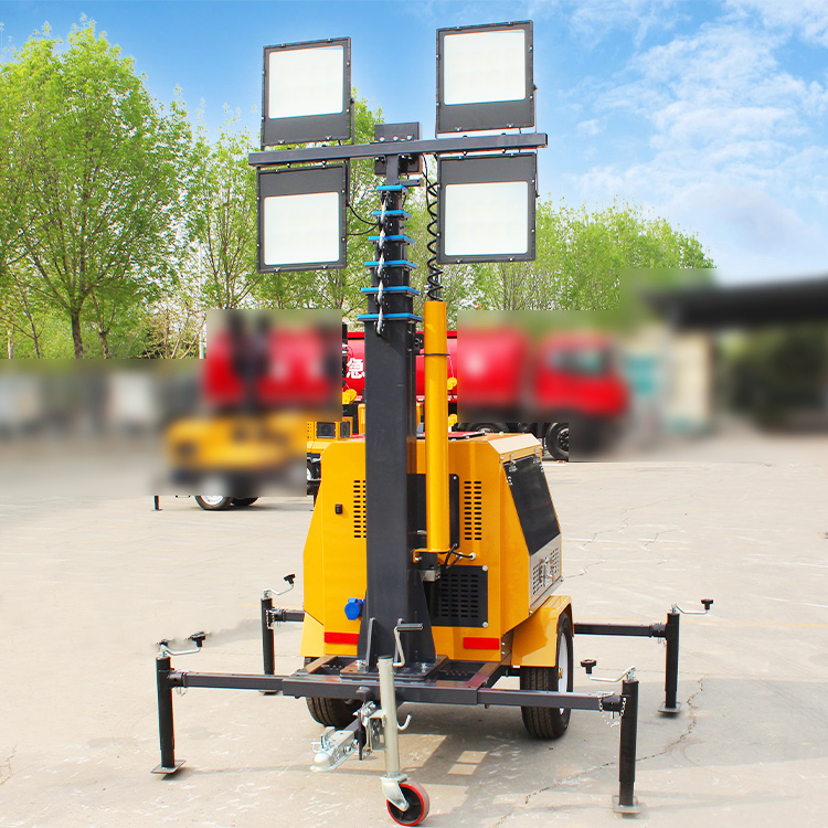 9M diesel Generator 4x400W Mobile Light Towers Telescopic Mast Portable Outdoor Lighting Tower
