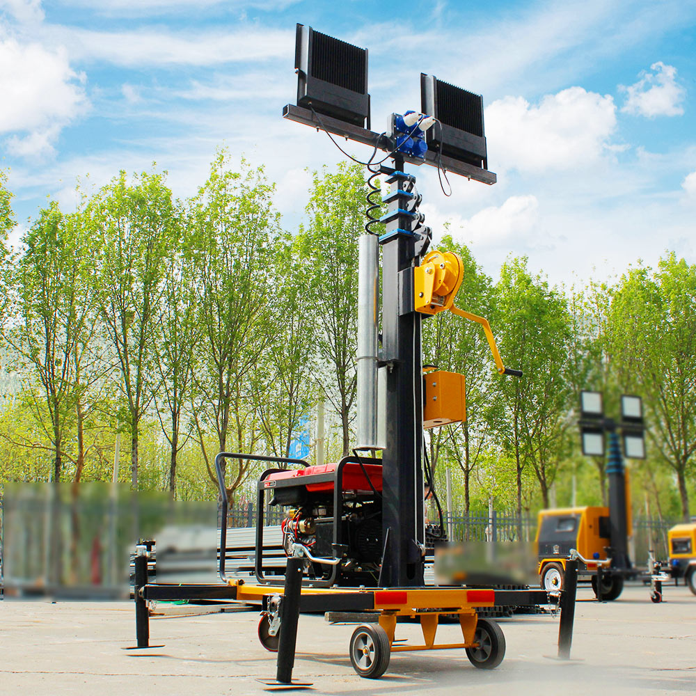 6m Portable Mobile LED Light Tower Diesel & Solar Fuel Options DC Power Supply